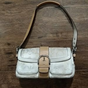Coach small handbag cream and white